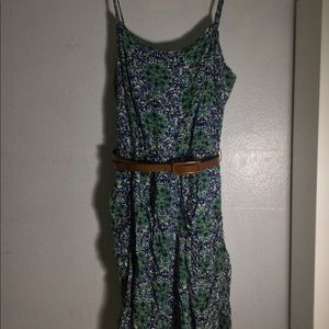 Blue And Green Boho Print Dress
